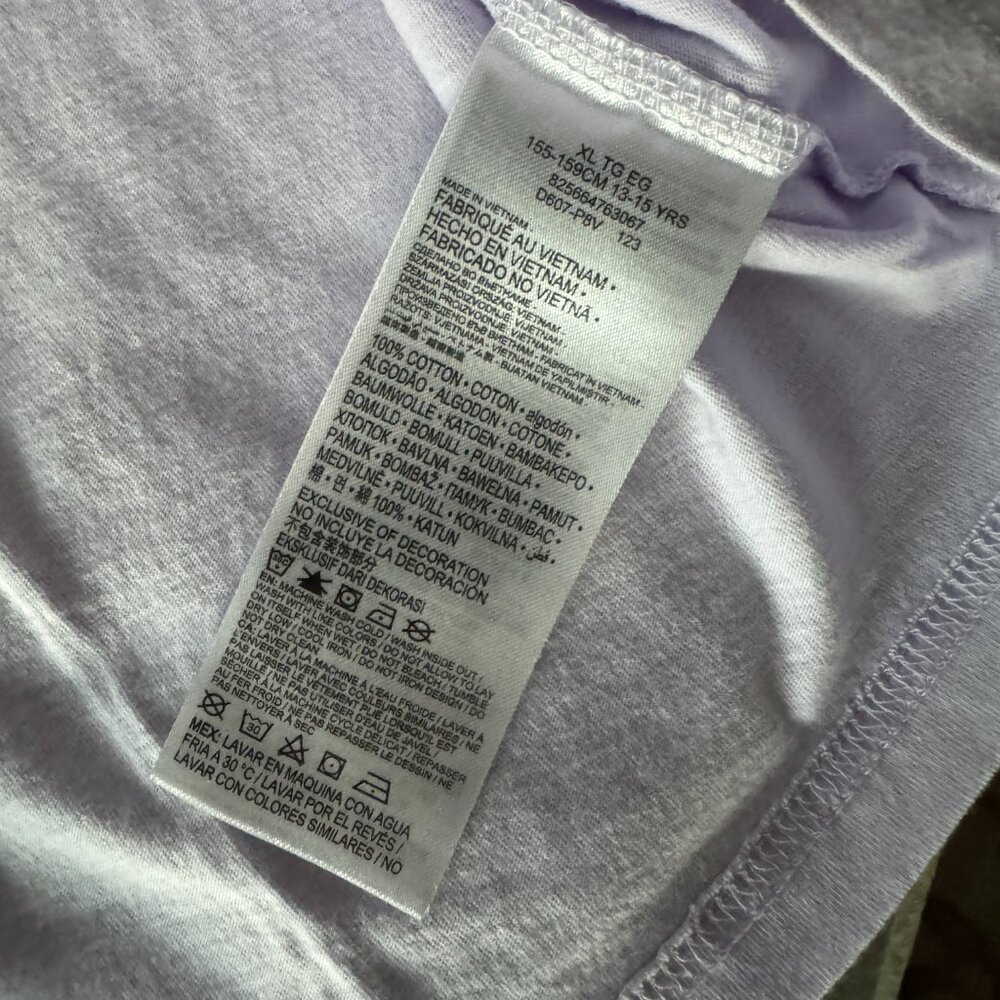Converse High Rise Printed Legging Aqua Mist w/ Long Sleeve Lilac Logo Tee Sz XL - Picture 7 of 14